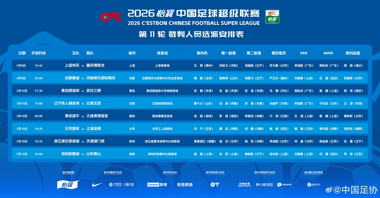 马宁主哨国安vs海港，麦麦提江执法浙江津门虎